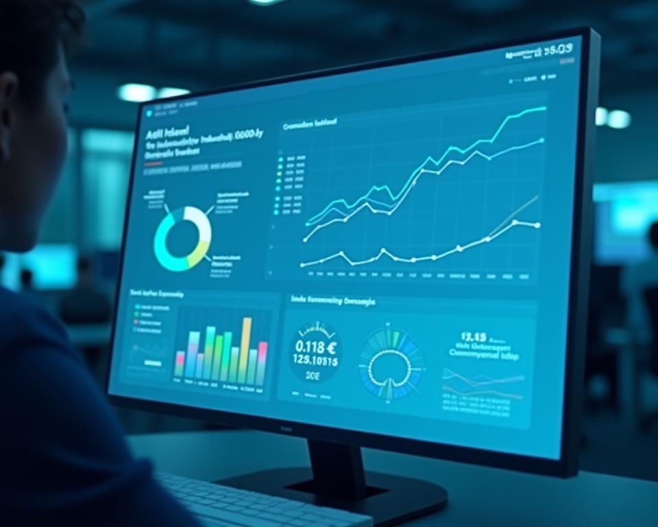 Mockup of the Hollandia Connect dashboard showing equipment data and analytics.